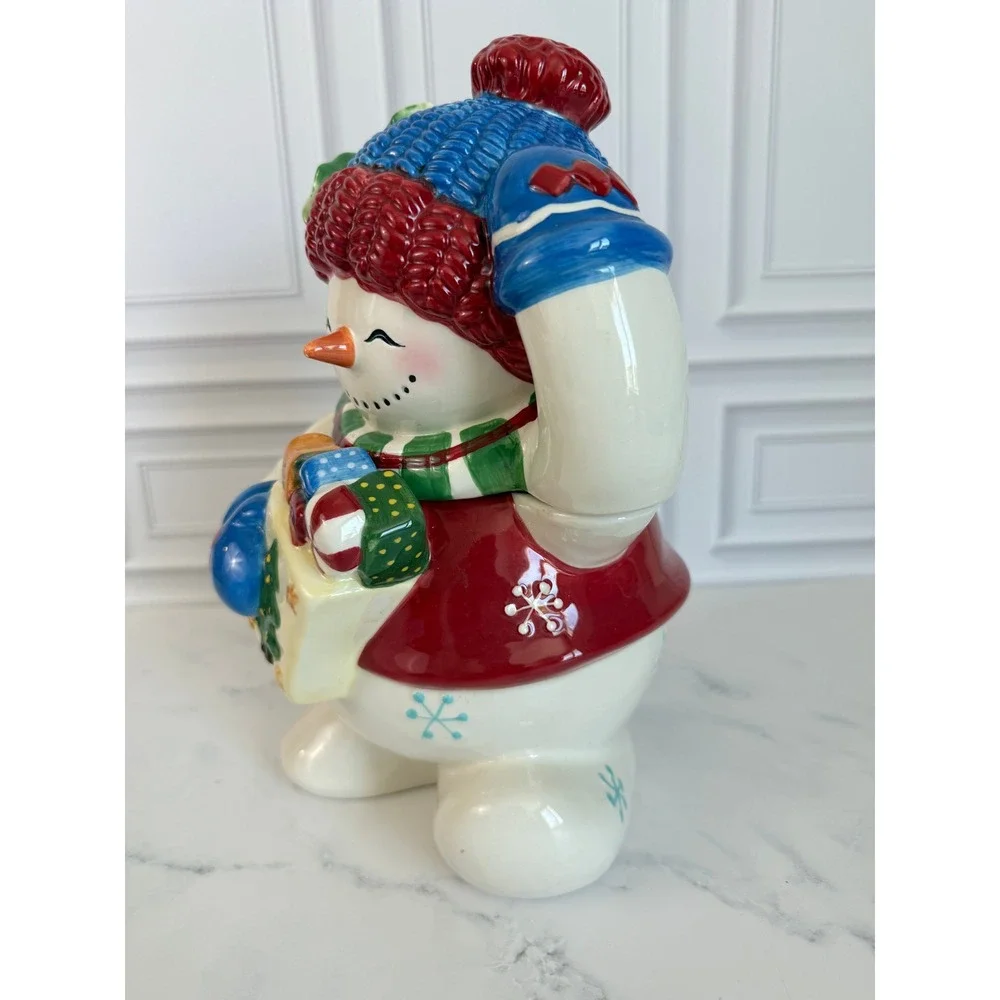 VTG Studio Nova Festive Frosty Snow Girl Ceramic Cookie Jar with Box!